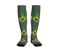 Spring St Patrick’S Day Irish Gnomes Knee High Socks Sports Socks Breathable Stocking For Varicose Veins Swollen Feet Seniors Nurses 1 Pair 50Cm