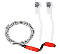 Spring Steel Drain Snake, Professional Auger Unblocker with 2 Pcs Groove Brushes, Heavy-Duty Flexible Cleaning Rod for Sink Bathroom Toilet Shower Drain Clog Removal