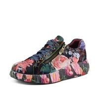 Spring Step L'Artiste Dallyn Women's Playful Sneaker - Mix of Textures & Patterns, Cushioned Comfort, Versatile Style, Black Multi, 6.5-7
