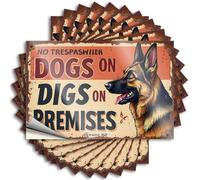 Spring Sticker Aesthetic Decals, Funny Cute Pattern Design for Travel Notebook | Tumbler Removable Vinyl German Shepherd Warning Sign: No Trespassing, Dogs On Digs(6X9CM)