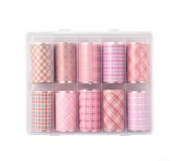 Spring Style Nail Decals Pink Plaid Starry Pattern Boxed