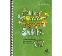 Spring, summer, autumn and winter - song book for accordion. The songs are easily edited and divided into the following chapters: Spring and Easter · Summer and fun · Autumn, Saint Martin and Santa Claus · Winter and Christmas · Special attention has been paid to the completeness of the texts and to good play and singable keys.
