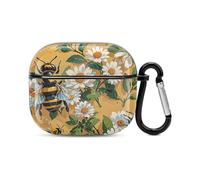 Spring Summer Bee Bluetooth Earbuds Case Cover Full Body Shockproof Protection Hard Case Support Wireless Charging with Keychain Personalized Gift for AirPods 3