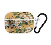Spring Summer Bee Earbuds Organizer Shockproof Protective Airpods Pro Cover with Carabiner Clip Anti Fall Carrying Earphone Case Cover for Airpods Pro 2nd Generation White