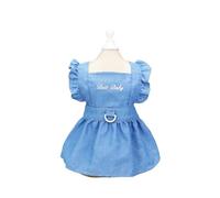 Spring Summer Dog Dress for Small Kitten Dogs Clothes Puppy Letters Embroidered Jean Strap Dresses Chihuahua Skirts Pet Costumes(Light Blue,XL)