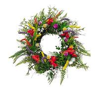 Spring Summer Door Wreath for Front Door, Artificial Wildflower Spring Wreath, Multipurpose Decorative Garland Colorful Spring Summer Garland Door Wreaths Outdoor All Year Decor (45cm)