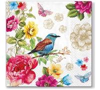 Spring Summer Flowers Paper Napkins Luncheon Size Decoupage Disposable 20-Count -13" x 13" (Unfolded) (Bird of Paradise)