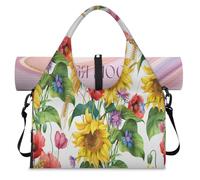Spring Summer Flowers Sports Duffel Bag for Women Men Summer Sunflower Weekend Overnight Bag with Shoe Compartment Shoulder Tote Luggage Bag for Yoga Gym Travel