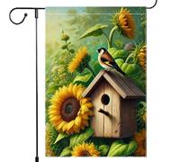 Spring Summer Garden Flag 12x18 Inch Burlap Double Sided,small Bird House Birdie Home Yard Outdoor Lawn Decor Rustic Farmhouse Flags Decorations
