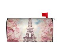 Spring Summer Mailbox Covers Magnetic Letter Post Box Cover Beautiful Eiffel Tower Paris Mailbox Wrap Decoration Mailbox Post Cover for Garden Yard Outside Welcome Decor 25.5x21 in