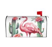 Spring Summer Mailbox Covers Magnetic Letter Post Box Cover Cactus Flamingo Rose Flowers Mailbox Wrap Decoration Mailbox Post Cover for Garden Yard Outside Welcome Decor 21x18 in
