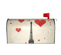 Spring Summer Mailbox Covers Magnetic Letter Post Box Cover Eiffel Tower Heart Airplane Pattern Mailbox Wrap Decoration Mailbox Post Cover for Garden Yard Outside Welcome Decor 25.5x21 in