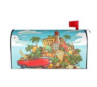 Spring Summer Mailbox Covers Magnetic Letter Post Box Cover Island of Cuba Mailbox Wrap Decoration Mailbox Post Cover for Garden Yard Outside Welcome Decor 25.5x21 in