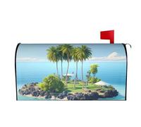 Spring Summer Mailbox Covers Magnetic Letter Post Box Cover Ocean Island Mailbox Wrap Decoration Mailbox Post Cover for Garden Yard Outside Welcome Decor 21x18 in