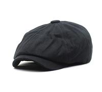 Spring Summer Solid Cotton Caps Men Flat Peaked Cap Women Beret Hats Black