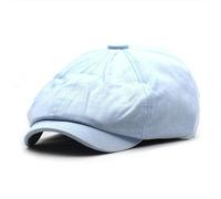 Spring Summer Solid Cotton Caps Men Flat Peaked Cap Women Beret Hats Sky Blue