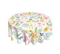 Spring Summer Tablecloth 70 Inch Round, Watercolor Floral Leaf Table Cloth Polyester Farmhouse Spring Summer Decorations Flowers Table Cover for Party Picnic Kitchen Dinner Decor Indoor Outdoor