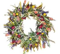 Spring Summer Wildflower Wreath for Front Door, Artificial Wildflower Garland,Colourful Spring for Indoor Garden Decoration,for Spring Mothers Day Decoration, Home, Parties, Doors, Weddings (35CM)