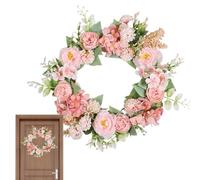 Spring Summer Wreaths For Front Door, 40cm Spring Floral Wreath With LED Light Colorful Artificial Flower Wreath For Home Wedding Partys Festival Wall Door Window