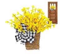 Spring Summer Wreaths for Front Door, Artificial Flower Wreath for Outside Decor, Decorative Wildflower Wreath, Ideal for Front Doors and Entryways
