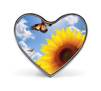 Spring Sunflower Butterfly Buttons Pin Memorial Boutonniere for Wedding Groom Bride, Customize Lapel Heart Pin for Christmas, Men Women Costume Decorative Fashionable Brooches