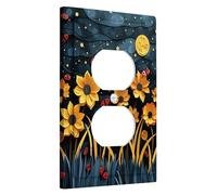 Spring Sunflower Light Switch Cover Plates/Outlet Covers, Yellow Blooming Flowers for Home Decor, Wall Plates, Standard Size Single Duplex Outlet