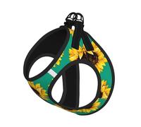 Spring Sunflowers Flowers Print Dog Harness Reflective Pet Vest Harness Puppy Harnesses Leash Set,For Walking Training