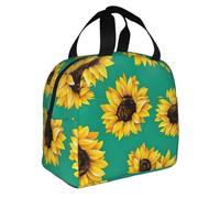 Spring Sunflowers Flowers Print Foldable Insulated Lunch Bag Meals Snacks Beverages Boys Girls Teenagers Picnics