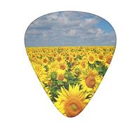 Spring Sunflowers Printed Guitar Picks With Organizer Storage Box 0.46 0.71 0.96 Mm Includes Thin Medium Heavy For Bass Electric Acoustic Guitars Ukulele 12 Pack