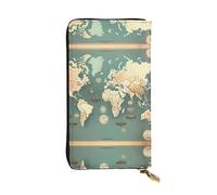 Spring Sunflowers Retro Flowers Leather Wallets for Women Man, Wallets Large Billfold with 12 Card Slots,Wallet Passport wallet, World Map Retro, One Size, Retro
