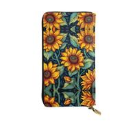 Spring Sunflowers Retro Flowers Leather Wallets for Women Man, Wallets Large Billfold with 12 Card Slots,Wallet Passport wallet, Spring Sunflowers Retro Flowers1, One Size