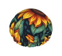 Spring Sunflowers Retro Flowers print Bath cap Large bath cap Fit for all lengths of hair Protects hair bath cap Reusable