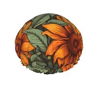 Spring Sunflowers Retro Flowers print Bath cap Large bath cap Fit for all lengths of hair Protects hair bath cap Reusable