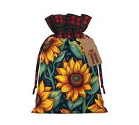 Spring Sunflowers Retro Flowers Print Drawstring Gift Reusable Bags Pouches Holiday Packaging Birthday Wedding Parties