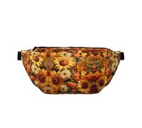 Spring Sunflowers Retro Flowers Print Fashionable Waist Bag - Sling Bag with Zipper Pockets, Large Capacity Crossbody Chest Bum Bag
