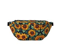Spring Sunflowers Retro Flowers Print Fashionable Waist Bag - Sling Bag with Zipper Pockets, Large Capacity Crossbody Chest Bum Bag