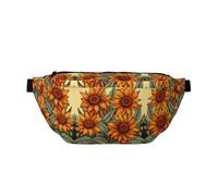 Spring Sunflowers Retro Flowers Print Fashionable Waist Bag - Sling Bag with Zipper Pockets, Large Capacity Crossbody Chest Bum Bag