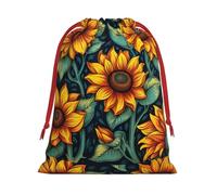 Spring Sunflowers Retro Flowers Print Gift Drawstring Bag Reusable For Holiday Party Favors Birthday Presents Pouch