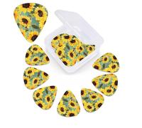 Spring Sunflowers Retro Flowers Print Guitar Picks 12 Pack Guitar Plectrums with Storage Box Bass Picks For Acoustic Guitar Bass Electric Ukulele Includes 0.46mm, 0.71mm, 0.96mm