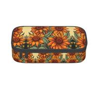 Spring Sunflowers Retro Flowers Print Pencil Case - Pen Organizer for Girls and Boys, School Supplies, Stationery, and Office Use