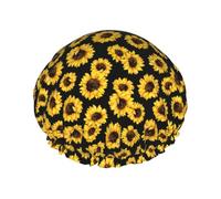 Spring Sunflowers Retro Flowers Printed Hair Cover, Dual Layer Bathing Cap For Thick Hair, Reusable Headgear For Women