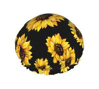 Spring Sunflowers Retro Flowers Printed Hair Wrap, Double Layer Shower Cap For Women, Reusable Hair Protector For Bathing