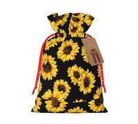 Spring Sunflowers Retro Flowers Printing 4.7x6.9 In Christmas Bag With Drawstring,Ideal For Adults To Wrap Gifts For Christmas Halloween