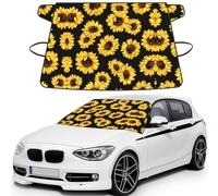 Spring Sunflowers Retro Flowers Stylish Printed Windshield Snow Cover for Cars, Car Windshield Cover for Ice, Snow & Sun, Easy Install, Universal Size with Storage Bag
