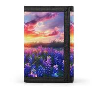 Spring Sunrise Bluebonnets Texas Hill Country Trifold Wallet Slim Wallets with ID Window Credit Card Pockets for Men Women