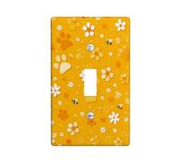 Spring Sunshine Paw Print Light Switch Cover Plates/Outlet Covers, Bright Yellow Animal Patterns for Home Decor, Thermoplastic Wall Plates, Standard Size Single Toggle