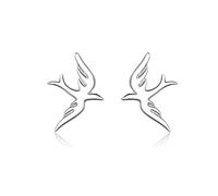 Spring Swallow Stud Earrings for Women 925 Sterling Silver Jewelry Vivid Flying Bird Earring for Girl