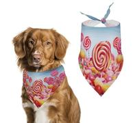 Spring Sweet Candy Dog Bandanas Triangle Holiday Pet Neck Scarf Soft Adjustable Bib Handkerchief Accessories Washable Durable Fabric for Pet Puppy Cats Large Dog