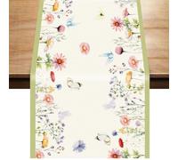 Spring Table Runner 72 Inches Long x 13 Inch, Seasonal Colorful Floral Flower Table Runner Decorations Spring Table Cloth Rectangle Easter Table Runner for Holiday Kitchen Home Party Decor