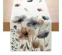 Spring Table Runner, Modern Table Runner with Watercolour Dahlia Motif for Kitchen, Dining Room & Outdoor, Washable Table Decoration for Garden, Summer Party, Vintage Table Runner, Flowers, Spring